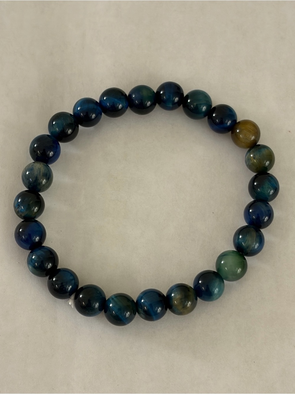 Deep Blue Tiger Eye 8mm Beaded Stretch Bracelet Unisex